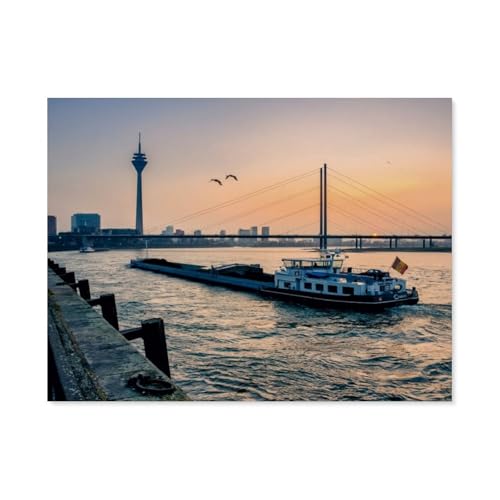 Puzzle 1000 Teile DIY Holz Puzzle，Rheinufer vor der Altstadt，Freizeit Creative Kreuzworträtsel Spiel Kind Puzzle Spielzeug Geburtstag Festival Einzigartiges Geschenk（75x50cm）-AQ98 von YYHMKBYY