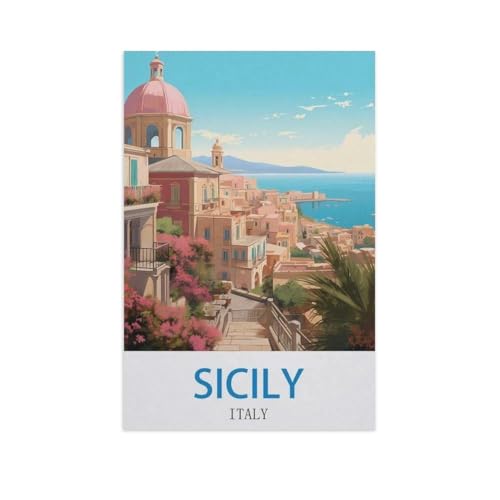 Puzzle 1000 Teile DIY Holz Puzzle，Sizilien, Italien，Freizeit Creative Kreuzworträtsel Spiel Kind Puzzle Spielzeug Geburtstag Festival Einzigartiges Geschenk（75x50cm）-GE15 von YYHMKBYY