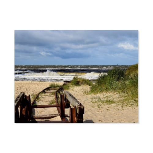 Puzzle 1000 Teile DIY Holz Puzzle，Strand in Wustrow，Freizeit Creative Kreuzworträtsel Spiel Kind Puzzle Spielzeug Geburtstag Festival Einzigartiges Geschenk（75x50cm）-AT17 von YYHMKBYY