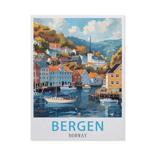 Puzzle 1000 Teile DIY Papier Puzzle，Bergen Norwegen，Freizeit Creative Kreuzworträtsel Spiel Kind Puzzle Spielzeug Geburtstag Festival Einzigartiges Geschenk（38x26cm）-AZ19 von YYHMKBYY
