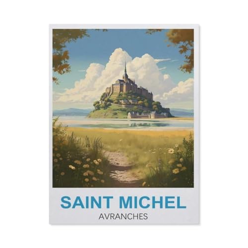 Puzzle 1000 Teile DIY Papier Puzzle，Vintage-Reiseposter Saint Michel Avranches，Freizeit Creative Kreuzworträtsel Spiel Kind Puzzle Spielzeug Geburtstag Festival Einzigartiges Geschenk（50x70cm）-AR86 von YYHMKBYY