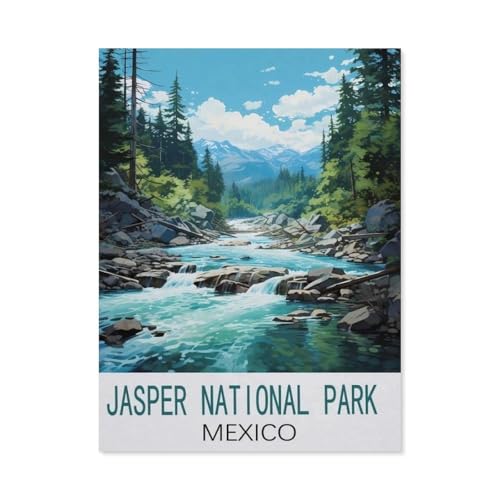 Puzzle 1000 Teile Erwachsene，Jasper-Nationalpark Mexiko Vintage-Reiseplakat，Papier Puzzle（38x26cm）-CP60 von YYHMKBYY