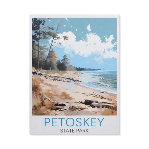 Puzzle 1000 Teile Erwachsene，Petoskey State Park – Vintage Reiseplakate，Papier Puzzle（38x26cm）-CW93 von YYHMKBYY