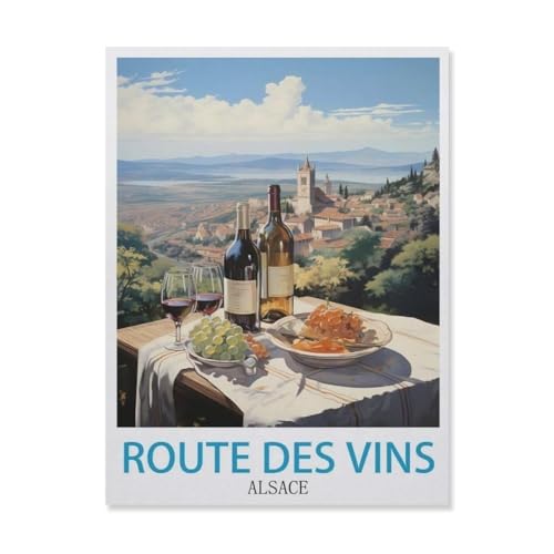 Puzzle 1000 Teile Erwachsene，Route des Vins Elsass，Papier Puzzle（38x26cm）-GM80 von YYHMKBYY