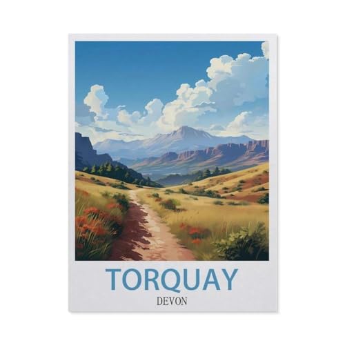 Puzzle 1000 Teile Erwachsene，Torquay Devon Vintage Reiseplakat，Holz Puzzle（75x50cm）-CE59 von YYHMKBYY
