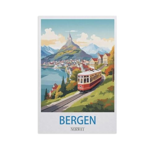 Puzzle 1000 Teile Erwachsene Puzzle Holz Puzzle Klassisches 3D Puzzle，Bergen, Norwegen，DIY Collectibles Moderne Wohnkultur（75x50cm）-FZ73 von YYHMKBYY