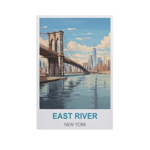 Puzzle 1000 Teile Erwachsene Puzzle Holz Puzzle Klassisches 3D Puzzle，East River, New York，DIY Collectibles Moderne Wohnkultur（75x50cm）-GF60 von YYHMKBYY