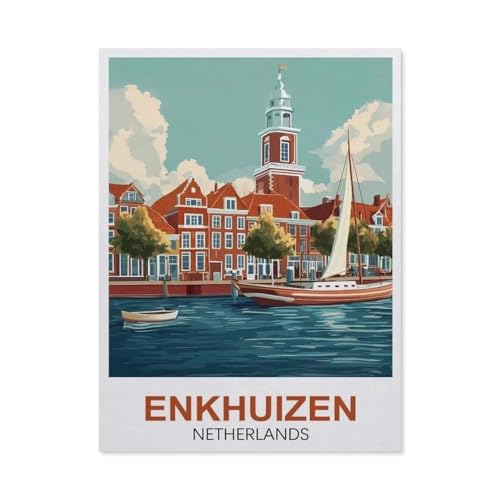 Puzzle 1000 Teile Erwachsene Puzzle Holz Puzzle Klassisches 3D Puzzle，Enkhuizen Niederlande，DIY Collectibles Moderne Wohnkultur（75x50cm）-FA79 von YYHMKBYY