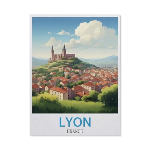 Puzzle 1000 Teile Erwachsene Puzzle Holz Puzzle Klassisches 3D Puzzle，Lyon France Vintage-Reiseposter，DIY Collectibles Moderne Wohnkultur（75x50cm）-BS25 von YYHMKBYY
