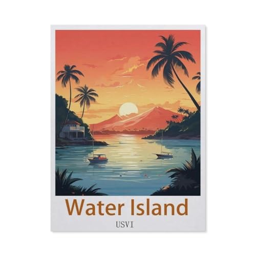 Puzzle 1000 Teile Erwachsene Puzzle Holz Puzzle Klassisches 3D Puzzle，Water Island Sonnenuntergang，DIY Collectibles Moderne Wohnkultur（75x50cm）-EY60 von YYHMKBYY