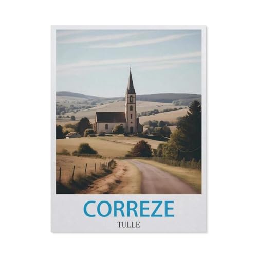 Puzzle 1000 Teile Erwachsene Puzzle Papier Puzzle Klassisches 3D Puzzle，Correze Vintage-Reiseposter aus Tüll，DIY Collectibles Moderne Wohnkultur（38x26cm）-BS98 von YYHMKBYY