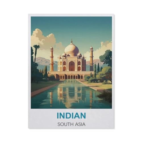 Puzzle 1000 Teile Erwachsene Puzzle Papier Puzzle Klassisches 3D Puzzle，Indisches Südasien-Vintage-Reiseposter，DIY Collectibles Moderne Wohnkultur（38x26cm）-BH100 von YYHMKBYY