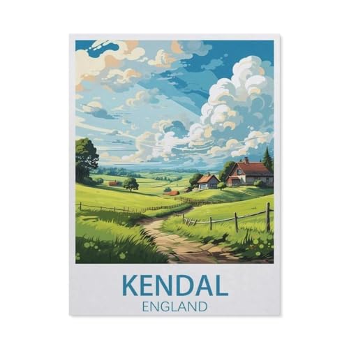 Puzzle 1000 Teile Erwachsene Puzzle Papier Puzzle Klassisches 3D Puzzle，Kendal England, Vintage-Reiseposter，DIY Collectibles Moderne Wohnkultur（38x26cm）-AR12 von YYHMKBYY