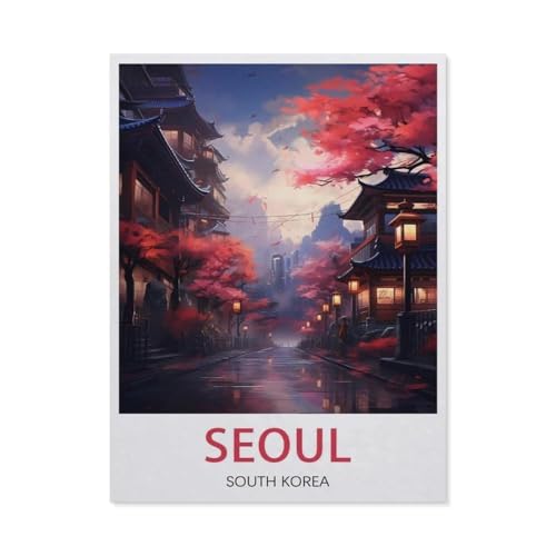 Puzzle 1000 Teile Erwachsene Puzzle Papier Puzzle Klassisches 3D Puzzle，Seoul Südkorea-Vintage-Reiseposter，DIY Collectibles Moderne Wohnkultur（38x26cm）-BE32 von YYHMKBYY