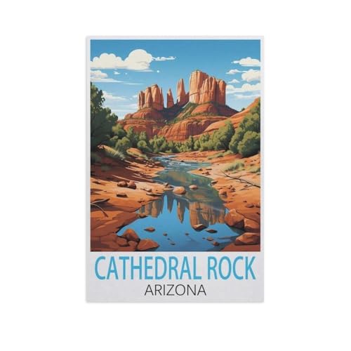 Puzzle 1000 Teile Erwachsenen Puzzle，Cathedral Rock Arizona，Kind Aus Holz Puzzle Panorama Art DIY Leisure Game Fun Geschenk Spielzeug Geeignete Freunde Familie（75x50cm）-FQ2 von YYHMKBYY