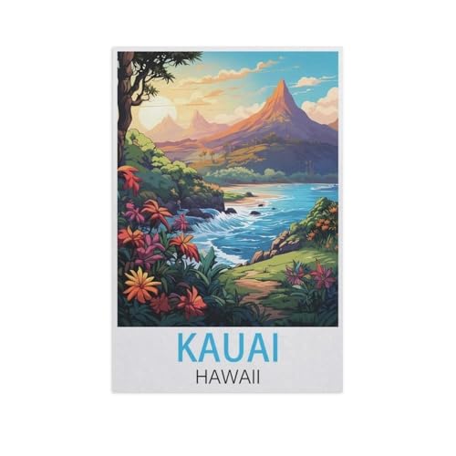 Puzzle 1000 Teile Erwachsenen Puzzle，Kauai Hawaii，Kind Aus Holz Puzzle Panorama Art DIY Leisure Game Fun Geschenk Spielzeug Geeignete Freunde Familie（75x50cm）-FQ75 von YYHMKBYY