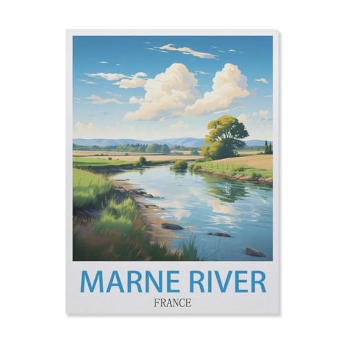 Puzzle 1000 Teile Erwachsenen Puzzle，Marne River Frankreich，Kind Aus Holz Puzzle Panorama Art DIY Leisure Game Fun Geschenk Spielzeug Geeignete Freunde Familie（75x50cm）-GM1 von YYHMKBYY