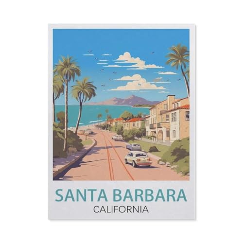 Puzzle 1000 Teile Erwachsenen Puzzle，Santa Barbara, Kalifornien，Kind Aus Holz Puzzle Panorama Art DIY Leisure Game Fun Geschenk Spielzeug Geeignete Freunde Familie（75x50cm）-AD69 von YYHMKBYY