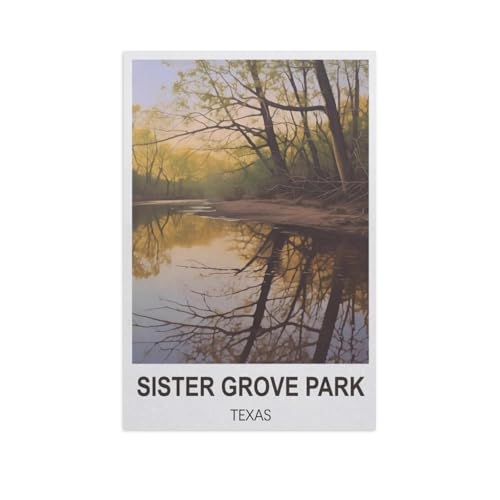 Puzzle 1000 Teile Erwachsenen Puzzle，Sister Grove Park, Texas，Kind Aus Holz Puzzle Panorama Art DIY Leisure Game Fun Geschenk Spielzeug Geeignete Freunde Familie（75x50cm）-GG14 von YYHMKBYY