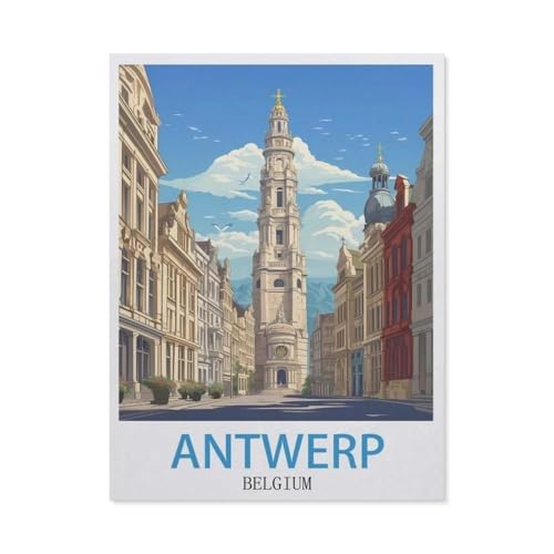 Puzzle 1000 Teile Holz，Antwerpen, Belgien，Dekompression Der Erwachsenen，Kinderpuzzle Spiele Ab 8 Jahren, Spielzeug Für Mädchen Jungen Teenager（75x50cm）-DK25 von YYHMKBYY