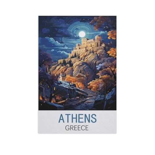 Puzzle 1000 Teile Holz，Athen, Griechenland，Dekompression Der Erwachsenen，Kinderpuzzle Spiele Ab 8 Jahren, Spielzeug Für Mädchen Jungen Teenager（75x50cm）-FP44 von YYHMKBYY