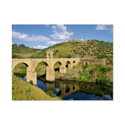 Puzzle 1000 Teile Holz，Brücke von Alcántara，Dekompression Der Erwachsenen，Kinderpuzzle Spiele Ab 8 Jahren, Spielzeug Für Mädchen Jungen Teenager（75x50cm）-AS42 von YYHMKBYY