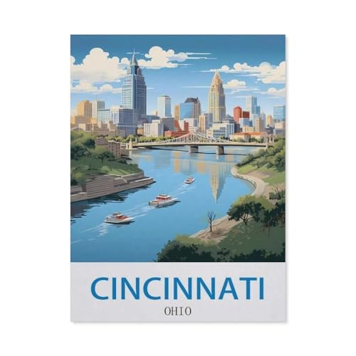 Puzzle 1000 Teile Holz，Cincinnati, Ohio，Dekompression Der Erwachsenen，Kinderpuzzle Spiele Ab 8 Jahren, Spielzeug Für Mädchen Jungen Teenager（75x50cm）-EB83 von YYHMKBYY