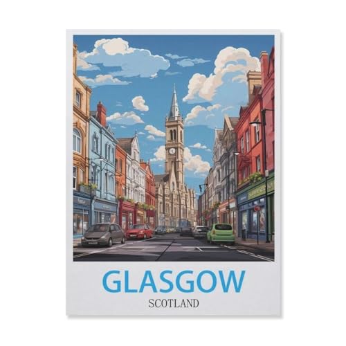 Puzzle 1000 Teile Holz，Glasgow Schottland，Dekompression Der Erwachsenen，Kinderpuzzle Spiele Ab 8 Jahren, Spielzeug Für Mädchen Jungen Teenager（75x50cm）-FF92 von YYHMKBYY