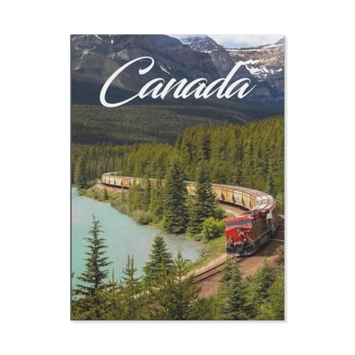 Puzzle 1000 Teile Holz，Kanada Vintage Reiseposter，Dekompression Der Erwachsenen，Kinderpuzzle Spiele Ab 8 Jahren, Spielzeug Für Mädchen Jungen Teenager（75x50cm）-BK91 von YYHMKBYY