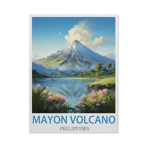 Puzzle 1000 Teile Holz，Mayon-Vulkan, Philippinen，Dekompression Der Erwachsenen，Kinderpuzzle Spiele Ab 8 Jahren, Spielzeug Für Mädchen Jungen Teenager（75x50cm）-BP3 von YYHMKBYY