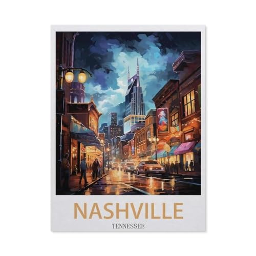 Puzzle 1000 Teile Holz，Nashville, Tennessee，Dekompression Der Erwachsenen，Kinderpuzzle Spiele Ab 8 Jahren, Spielzeug Für Mädchen Jungen Teenager（75x50cm）-EC49 von YYHMKBYY