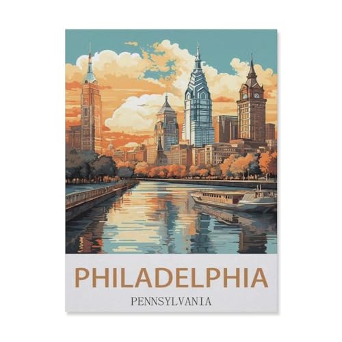 Puzzle 1000 Teile Holz，Philadelphia, Pennsylvania，Dekompression Der Erwachsenen，Kinderpuzzle Spiele Ab 8 Jahren, Spielzeug Für Mädchen Jungen Teenager（75x50cm）-EF41 von YYHMKBYY