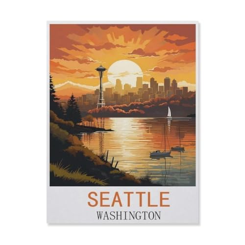 Puzzle 1000 Teile Holz，Seattle, Washington，Dekompression Der Erwachsenen，Kinderpuzzle Spiele Ab 8 Jahren, Spielzeug Für Mädchen Jungen Teenager（75x50cm）-FL79 von YYHMKBYY