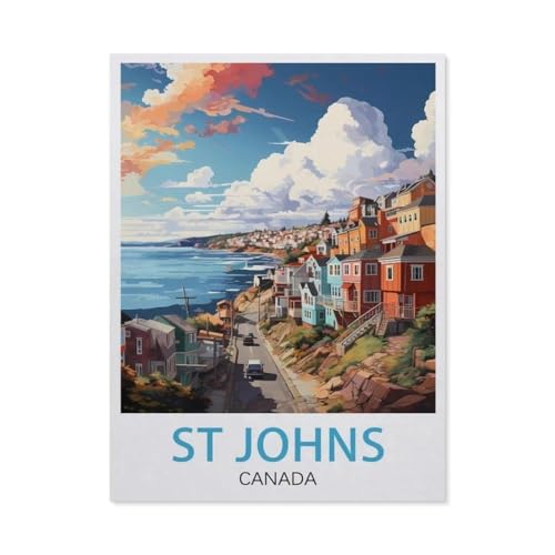 Puzzle 1000 Teile Holz，St. John's Canada，Dekompression Der Erwachsenen，Kinderpuzzle Spiele Ab 8 Jahren, Spielzeug Für Mädchen Jungen Teenager（75x50cm）-BG50 von YYHMKBYY