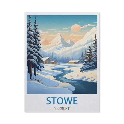 Puzzle 1000 Teile Holz，Stowe, Vermont，Dekompression Der Erwachsenen，Kinderpuzzle Spiele Ab 8 Jahren, Spielzeug Für Mädchen Jungen Teenager（75x50cm）-CJ85 von YYHMKBYY