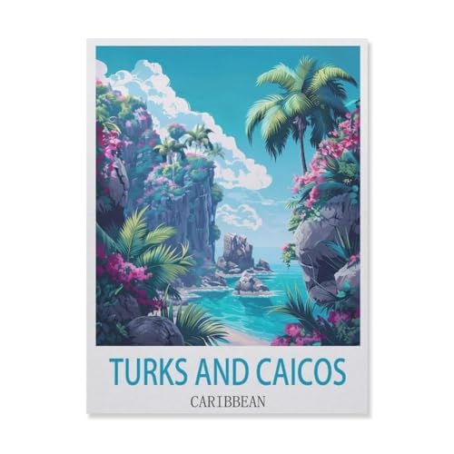 Puzzle 1000 Teile Holz，Turks and Caicos Karibik，Dekompression Der Erwachsenen，Kinderpuzzle Spiele Ab 8 Jahren, Spielzeug Für Mädchen Jungen Teenager（75x50cm）-FF19 von YYHMKBYY