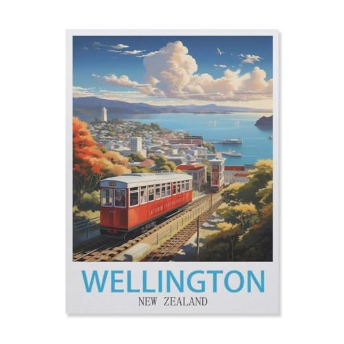 Puzzle 1000 Teile Holz，Wellington, Neuseeland，Dekompression Der Erwachsenen，Kinderpuzzle Spiele Ab 8 Jahren, Spielzeug Für Mädchen Jungen Teenager（75x50cm）-DN90 von YYHMKBYY