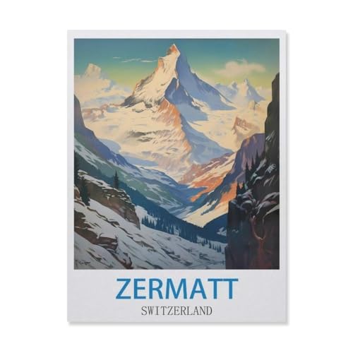 Puzzle 1000 Teile Holz，Zermatt, Schweiz，Dekompression Der Erwachsenen，Kinderpuzzle Spiele Ab 8 Jahren, Spielzeug Für Mädchen Jungen Teenager（75x50cm）-EH60 von YYHMKBYY