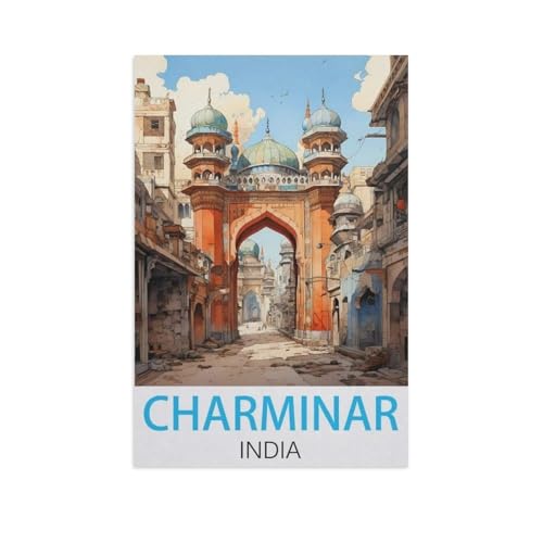 Puzzle 1000 Teile Landschaft Erwachsene Puzzle Holz Puzzle 3D Klassisches Puzzle，Charminar Indisch，DIY Moderne Kunst Hauptdekor（75x50cm）-FV24 von YYHMKBYY
