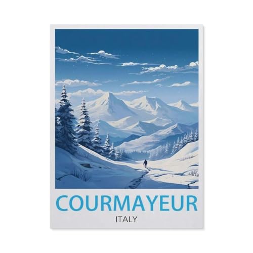 Puzzle 1000 Teile Landschaft Erwachsene Puzzle Holz Puzzle 3D Klassisches Puzzle，Courmayeur Italien，DIY Moderne Kunst Hauptdekor（75x50cm）-BR44 von YYHMKBYY