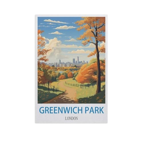 Puzzle 1000 Teile Landschaft Erwachsene Puzzle Holz Puzzle 3D Klassisches Puzzle，Greenwich Park, London，DIY Moderne Kunst Hauptdekor（75x50cm）-FX46 von YYHMKBYY
