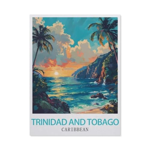 Puzzle 1000 Teile Landschaft Erwachsene Puzzle Holz Puzzle 3D Klassisches Puzzle，Karibik, Trinidad und Tobago，DIY Moderne Kunst Hauptdekor（75x50cm）-BF70 von YYHMKBYY