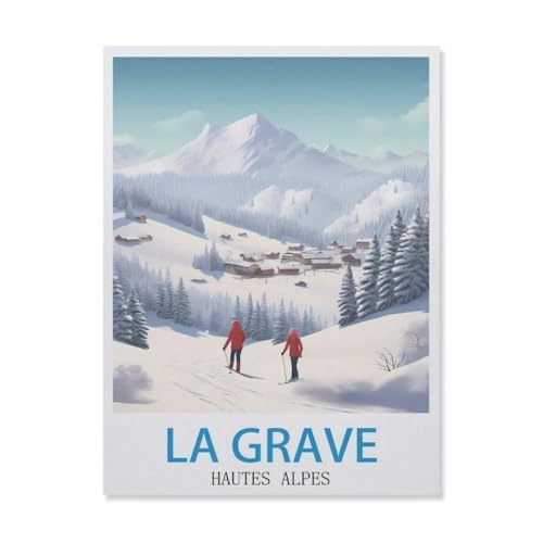 Puzzle 1000 Teile Landschaft Erwachsene Puzzle Holz Puzzle 3D Klassisches Puzzle，La Grave Hautes Alpes，DIY Moderne Kunst Hauptdekor（75x50cm）-GN58 von YYHMKBYY