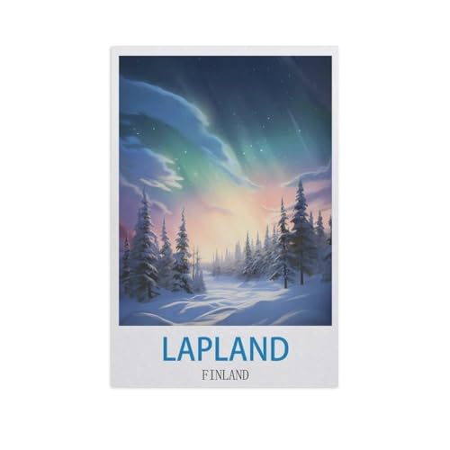 Puzzle 1000 Teile Landschaft Erwachsene Puzzle Holz Puzzle 3D Klassisches Puzzle，Lappland, Finnland，DIY Moderne Kunst Hauptdekor（75x50cm）-FZ65 von YYHMKBYY