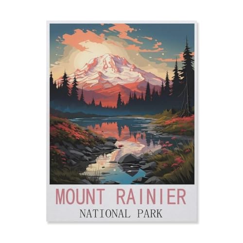Puzzle 1000 Teile Landschaft Erwachsene Puzzle Holz Puzzle 3D Klassisches Puzzle，Mount Rainier Nationalpark，DIY Moderne Kunst Hauptdekor（75x50cm）-FK26 von YYHMKBYY