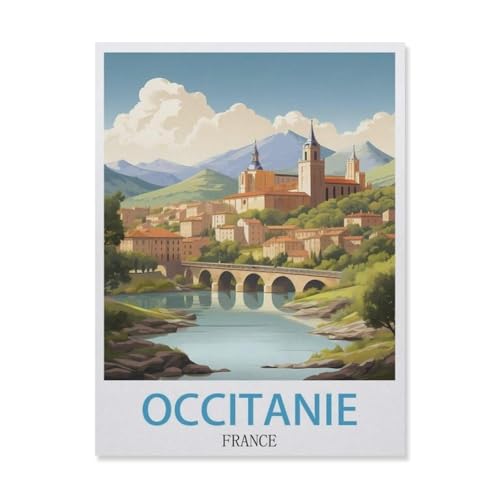 Puzzle 1000 Teile Landschaft Erwachsene Puzzle Holz Puzzle 3D Klassisches Puzzle，Occitanien Frankreich，DIY Moderne Kunst Hauptdekor（75x50cm）-GL39 von YYHMKBYY