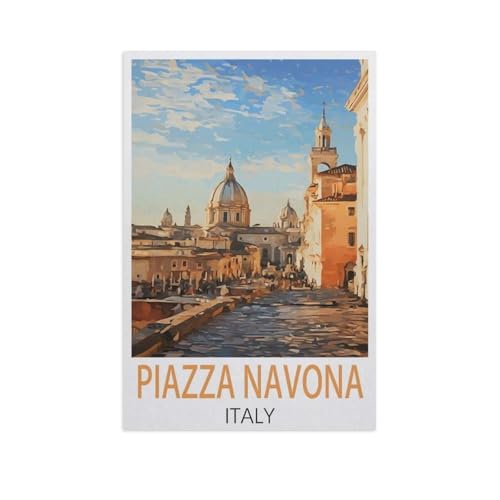 Puzzle 1000 Teile Landschaft Erwachsene Puzzle Holz Puzzle 3D Klassisches Puzzle，Piazza Navona Italien，DIY Moderne Kunst Hauptdekor（75x50cm）-FQ86 von YYHMKBYY