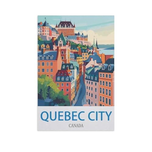Puzzle 1000 Teile Landschaft Erwachsene Puzzle Holz Puzzle 3D Klassisches Puzzle，Québec City, Kanada，DIY Moderne Kunst Hauptdekor（75x50cm）-GB84 von YYHMKBYY