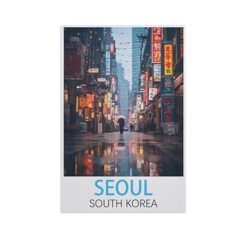 Puzzle 1000 Teile Landschaft Erwachsene Puzzle Holz Puzzle 3D Klassisches Puzzle，Seoul Südkorea，DIY Moderne Kunst Hauptdekor（75x50cm）-FT78 von YYHMKBYY