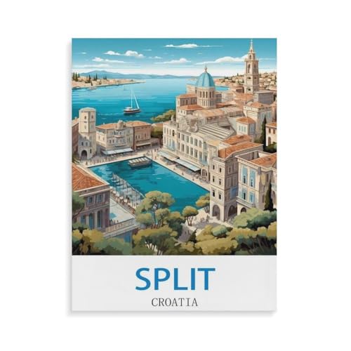 Puzzle 1000 Teile Landschaft Erwachsene Puzzle Holz Puzzle 3D Klassisches Puzzle，Split Kroatien，DIY Moderne Kunst Hauptdekor（75x50cm）-P3 von YYHMKBYY